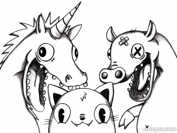 Creation of The Unicorn, Pig, and Cat: Step 4