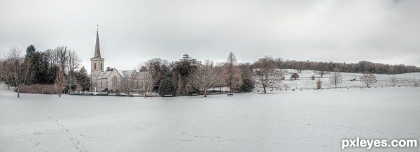 snowy church 