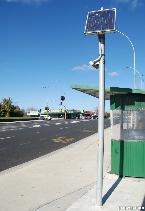 By the bus stop