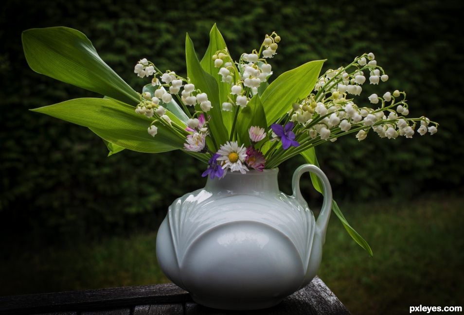 Lily of the valley, daisies, violets...