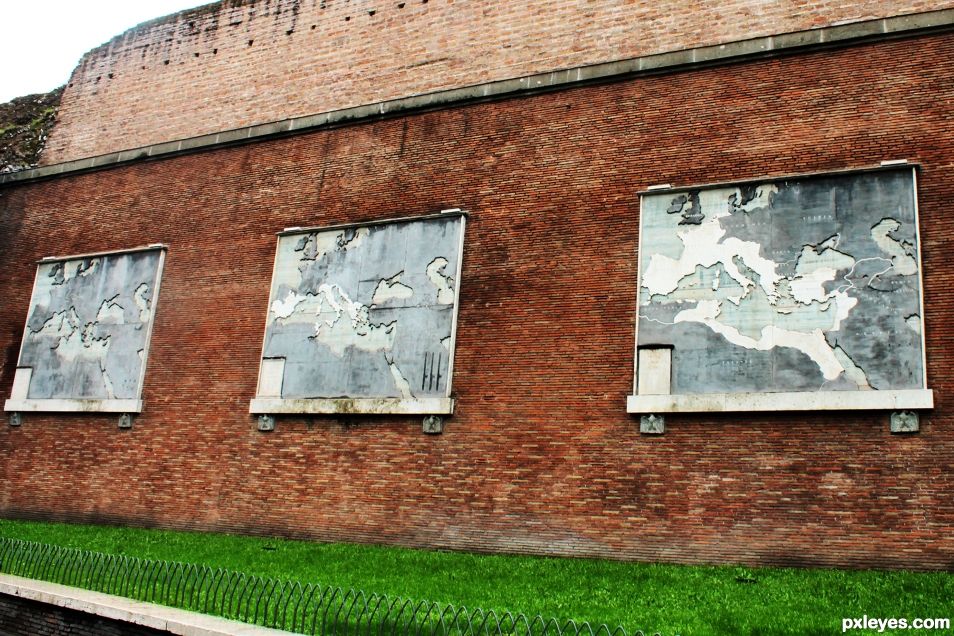 Historical maps on the historic wall