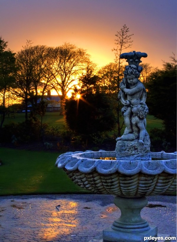 Fountain at Sunset