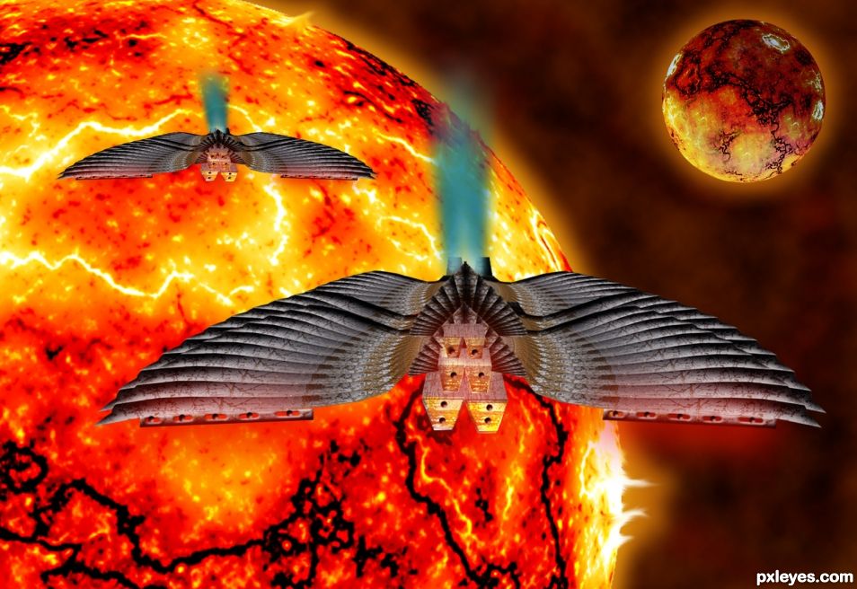 Creation of Flying Over A Scorching Sun: Final Result