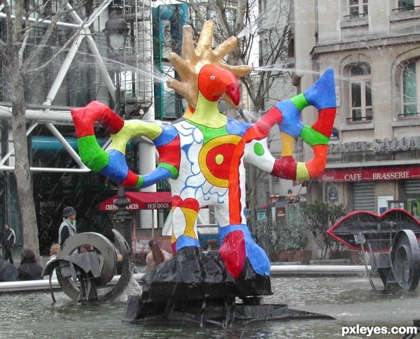 A very colorful statue