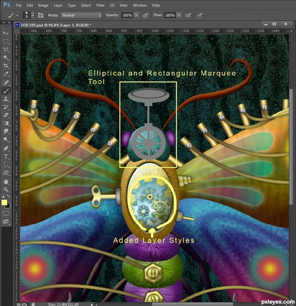 Creation of Steampunk Moth: Step 14