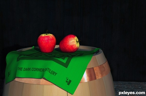 Creation of Apples on a Whiskey Barrel: Final Result