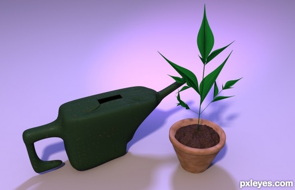 Creation of Watering Can and Plant: Final Result