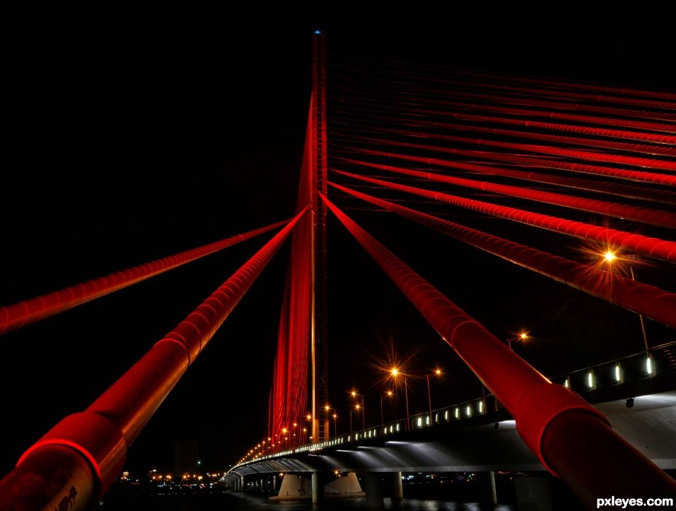 Street Lights on Red Bridge