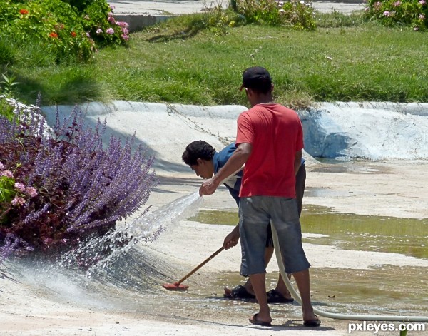 cleaning pond