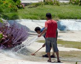 cleaning pond