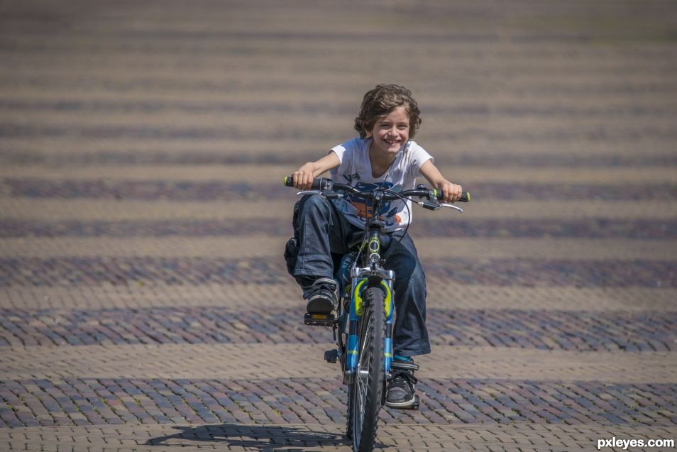 Riding a bike