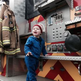 Boy with Fire Engine Picture