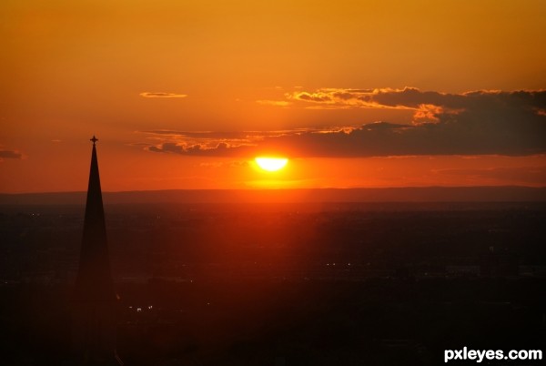 Sun and church