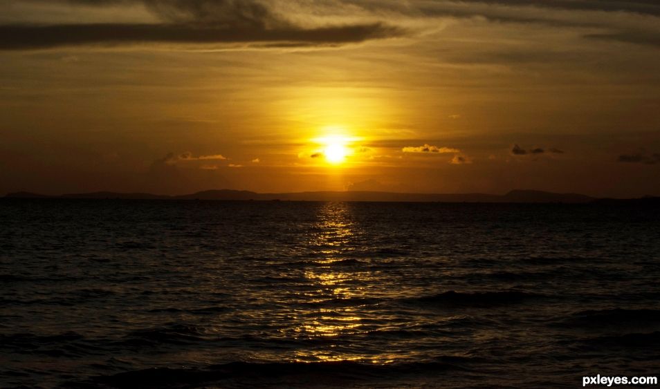 Sunset over the gulf of Thailand