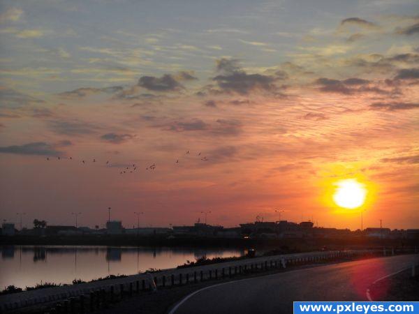 Sunrise over the airport.