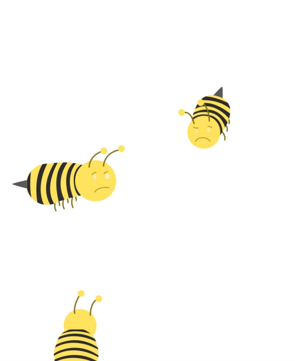Creation of sad bees at work: Step 2
