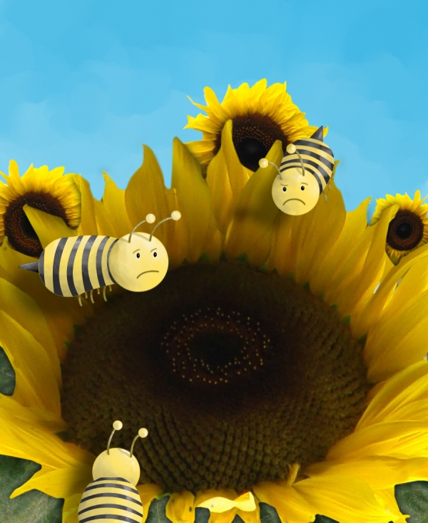 Creation of sad bees at work: Step 6