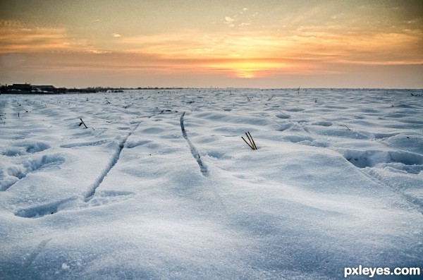 Winter sunset HDR