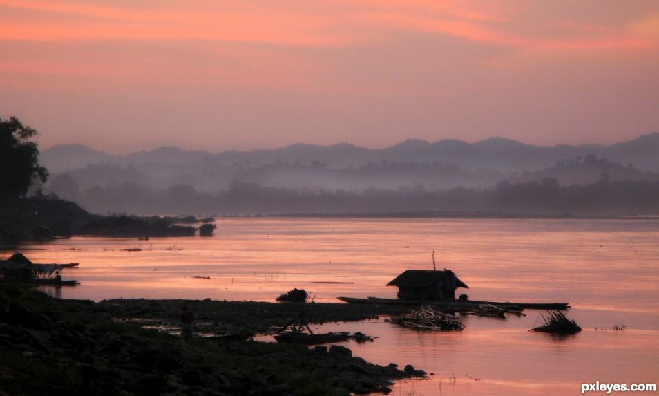 Sunset on the Mekong