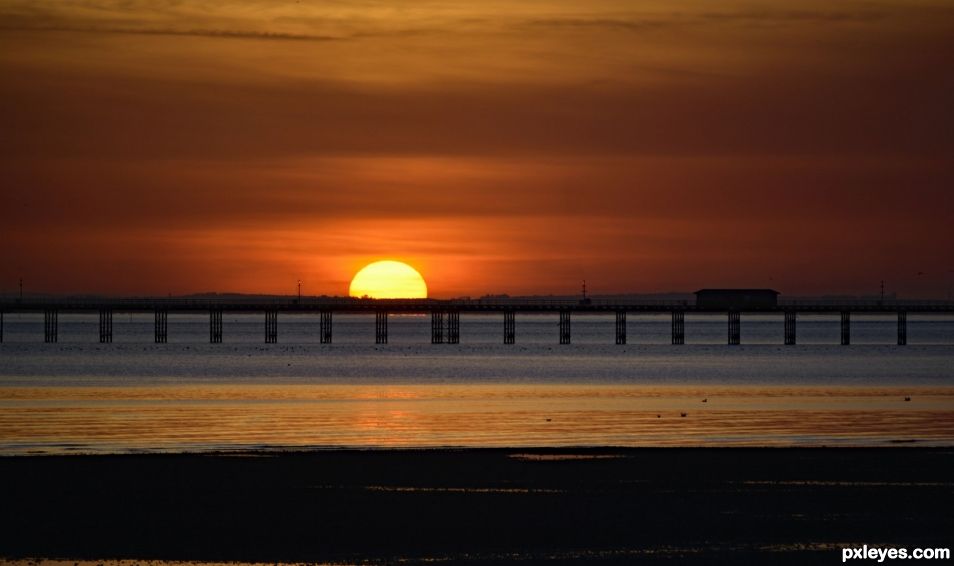 Sunset over the pier