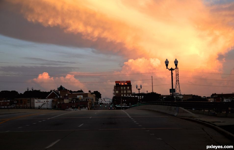 small town sunset