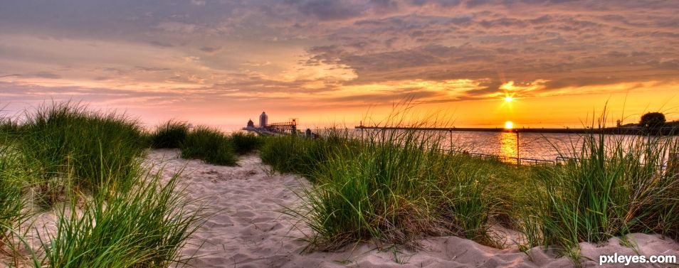 Beach SunSet In Michigan 