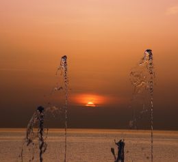 Fountain at sunset