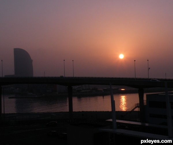 Sunset over the port of Alican