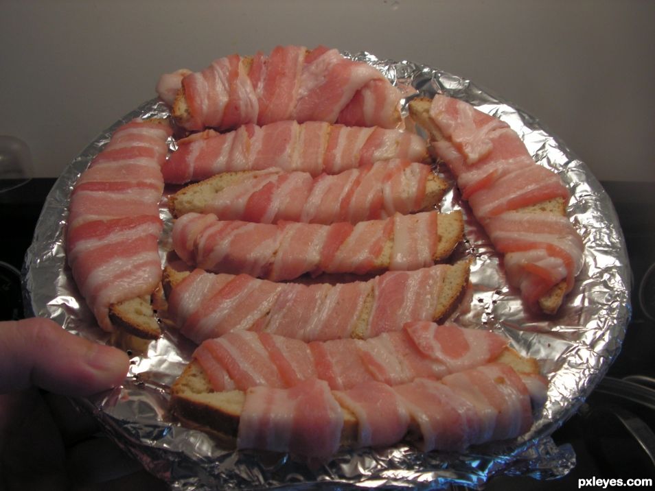 Creation of Bacon Wrapped Bread with a Blimp: Step 1