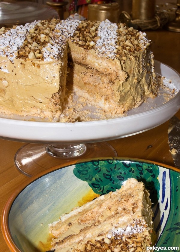 Creation of Coffee Meringue Cake: Final Result