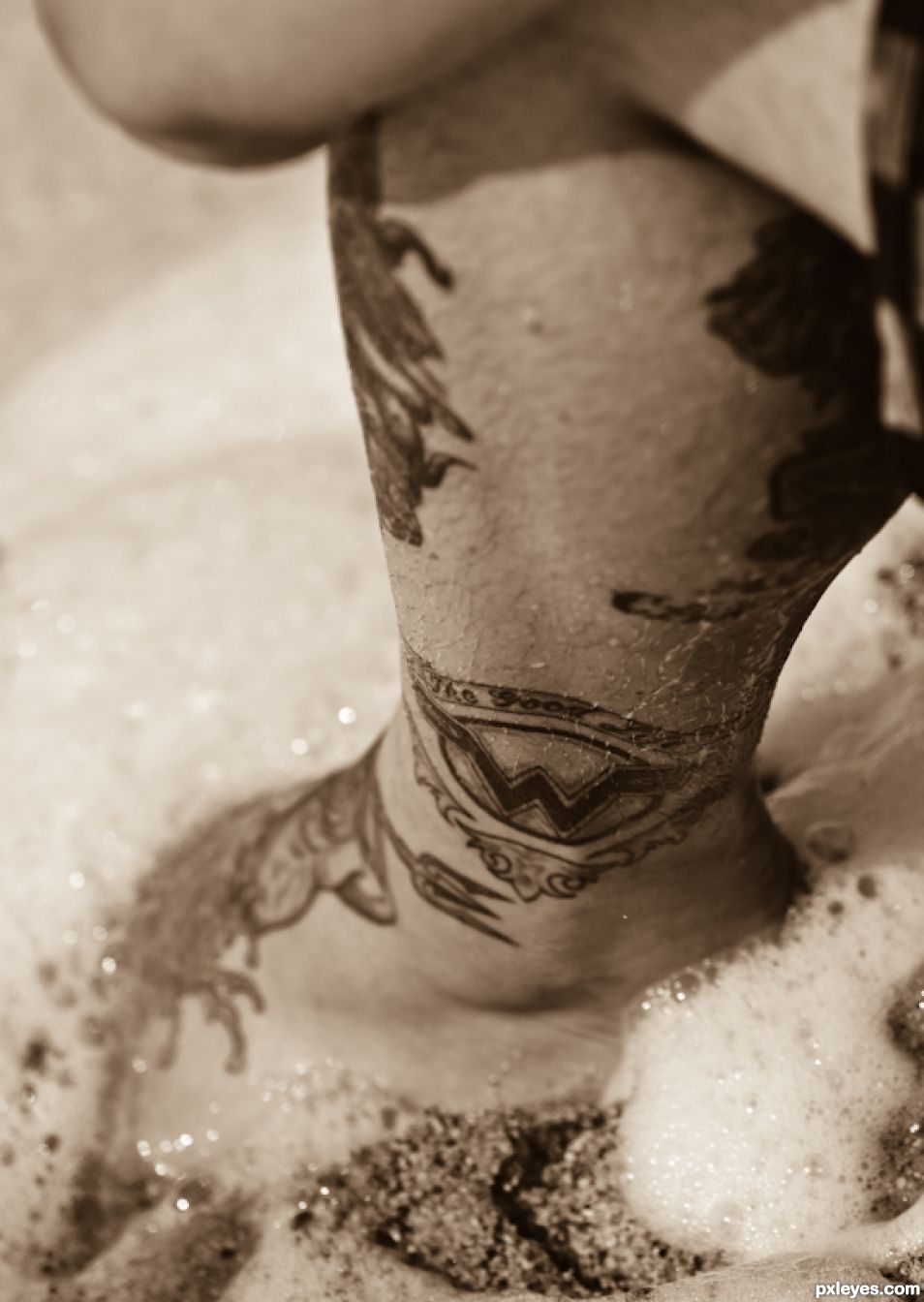 Foamie leg tattoos