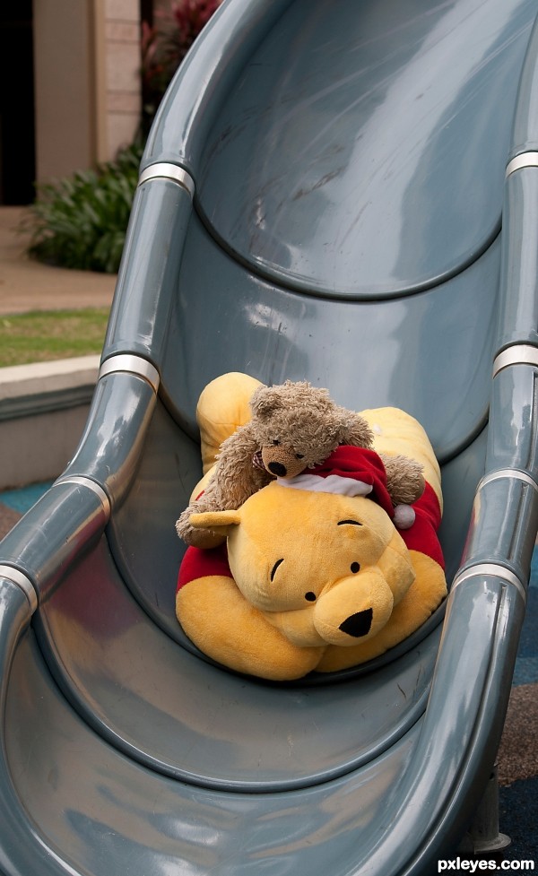 coming down the slide