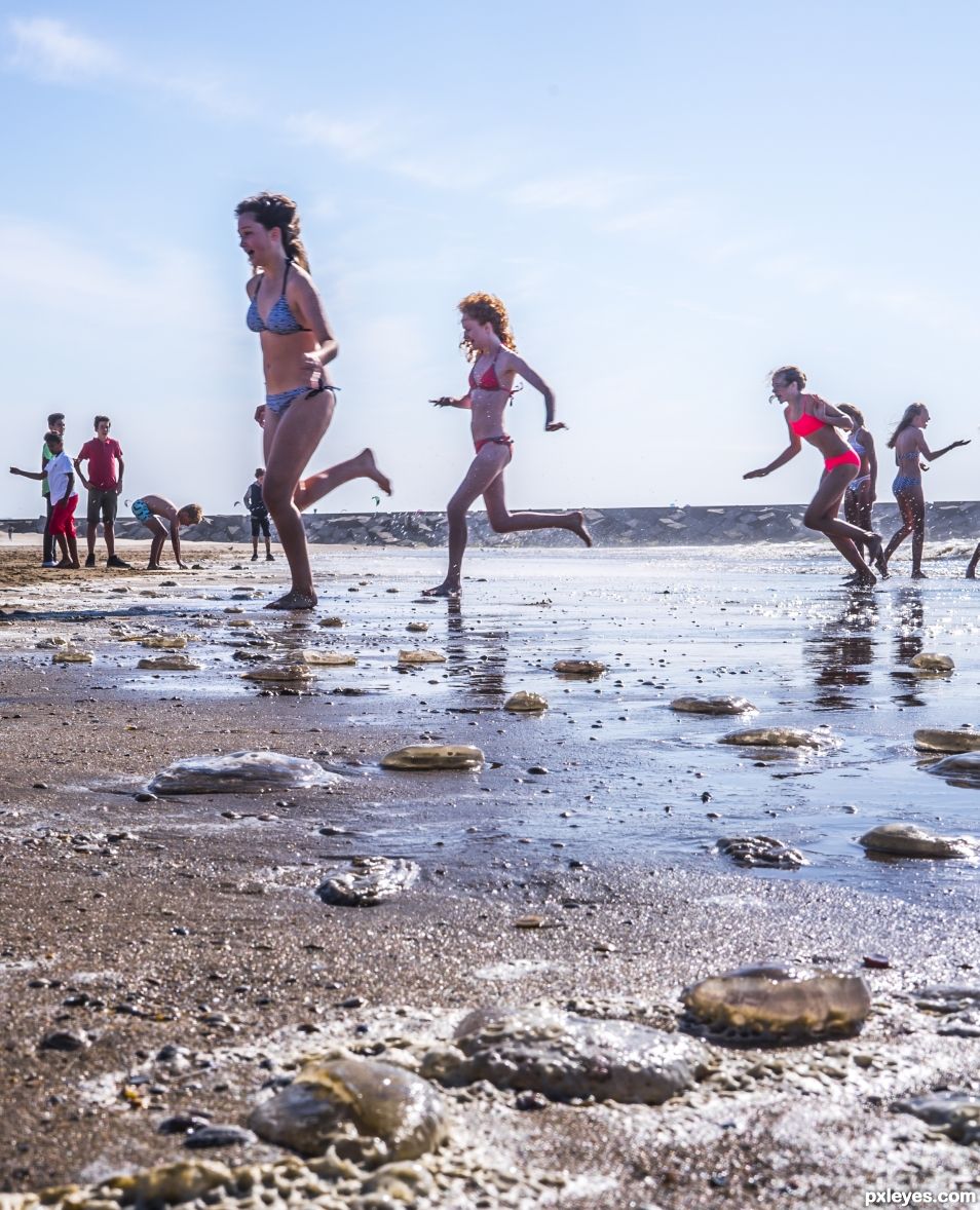 Beach under attack