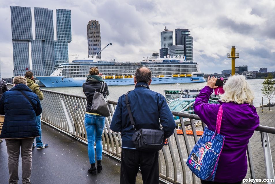 Taking pictures of one of the largest ships in the world