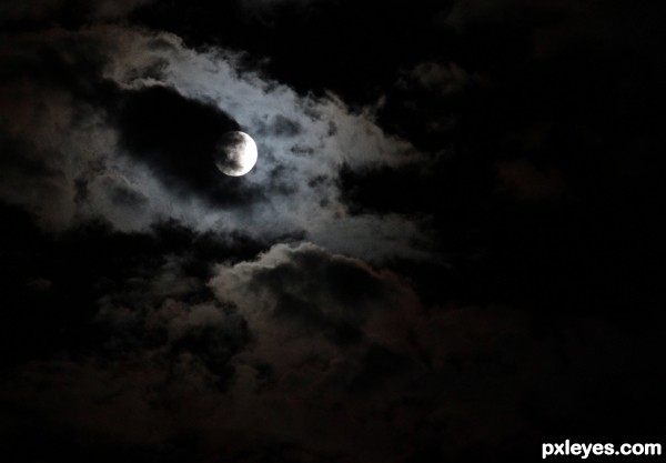 Cloudy moon