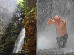 On a summer day: bath and waterfall