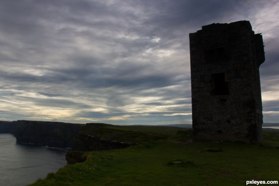 Moher Tower ruins on Hags Head, Liscannor (Ireland)