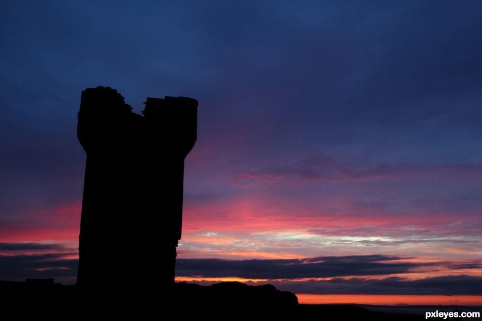 Silhouette of Moher Tower on Hags Head, Liscannor (Ireland)