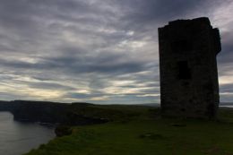 Moher Tower ruins on Hags Head, Liscannor (Ireland)