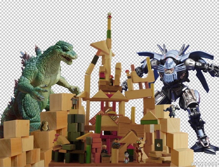 Creation of Monsters attack Toy Town: Step 4