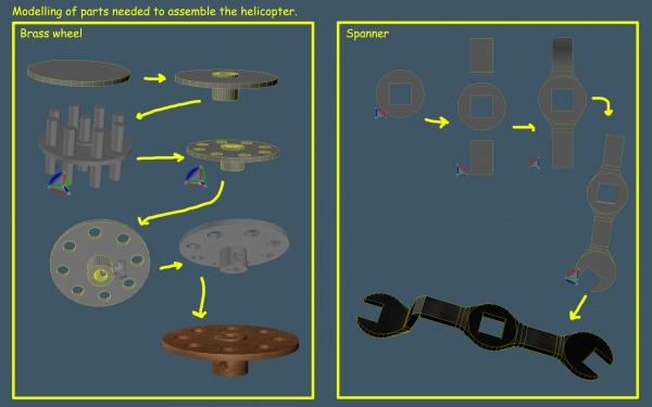 Creation of Meccano Helicopter: Step 3