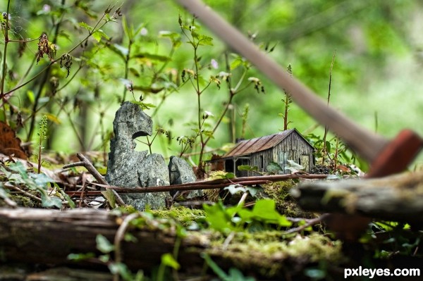 Tiny wood cutters house