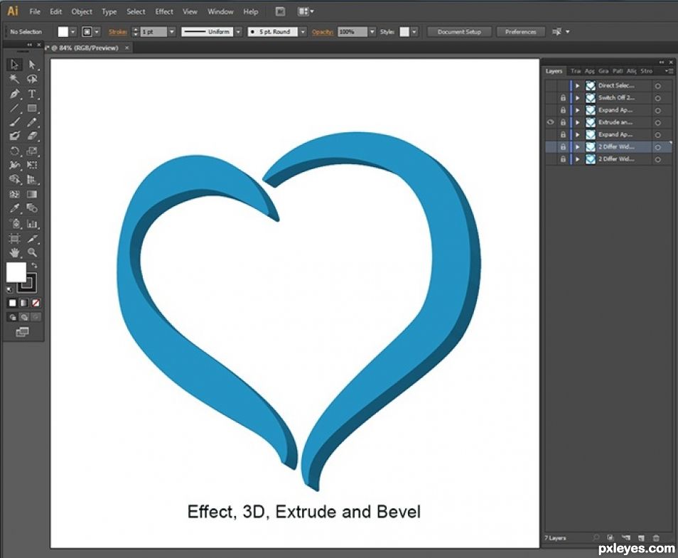 Creation of Blue Heart: Step 3