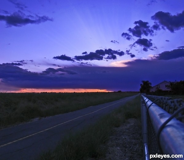 disappearing into the sunset