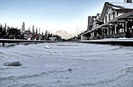 At the train station