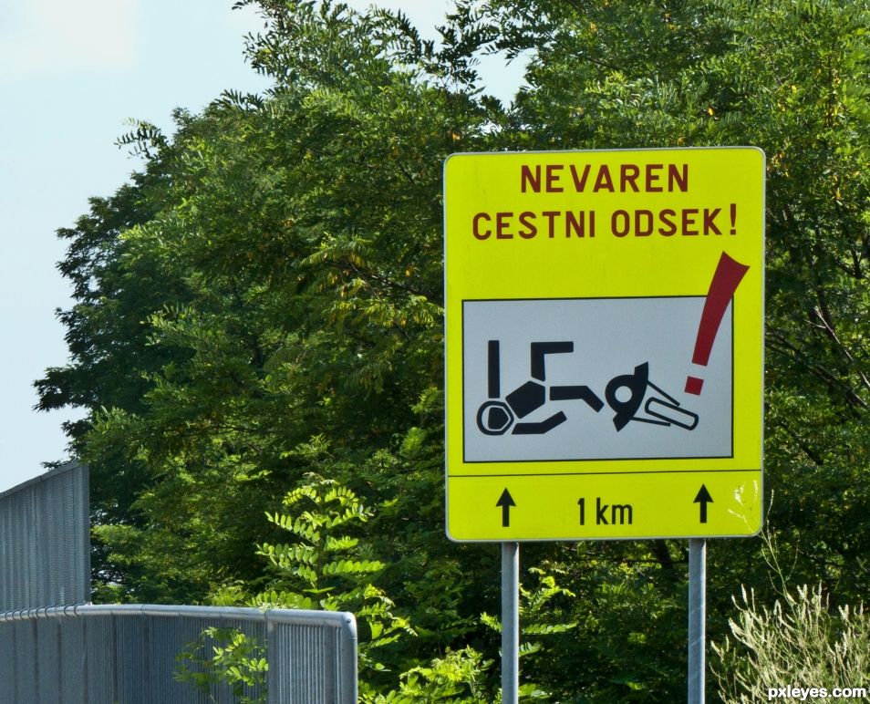 Beware, bikers! slippery roads in Slovenia.