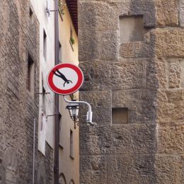 DonotjumpoutofthewindowroadsignhackedbyCletAbrahamFlorenceItaly