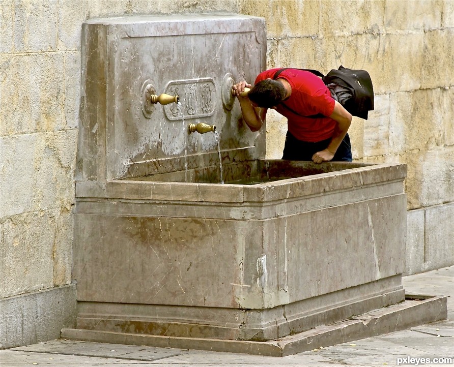 Public drinking fountain