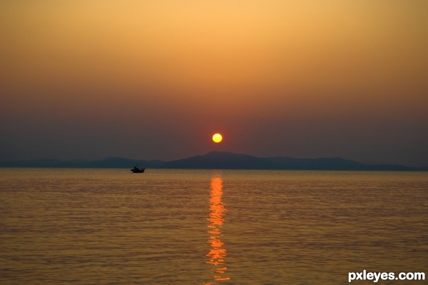 sunset and boat