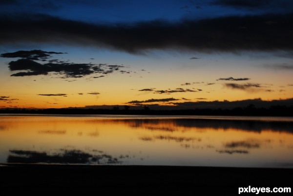 sunset over the lake